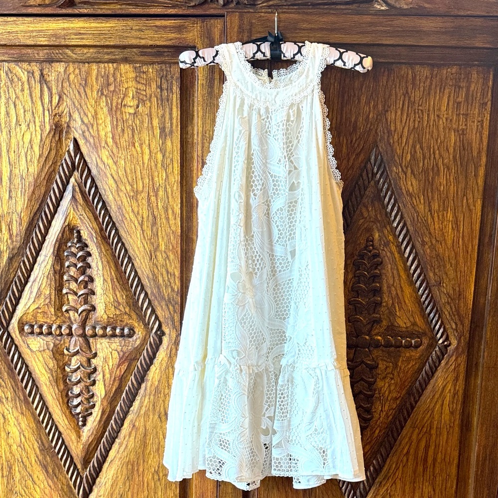 Solitaire Cream Lace Mini Dress